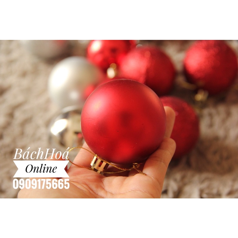 [Set 6) Quả Châu 6cm trang trí Noel