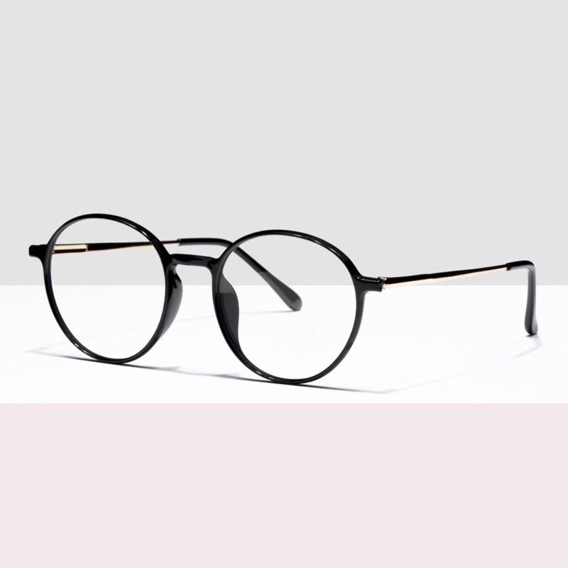 Gọng kính tròn nữ cao cấp WILSON GLASSES tròng giả cận càng kim loại Nobita 1897