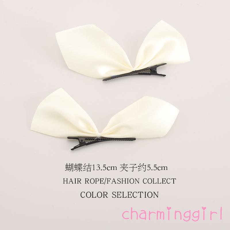 Kẹp tóc nơ nhỏ màu trơn chống trượt phong cách vintage cho nữ
