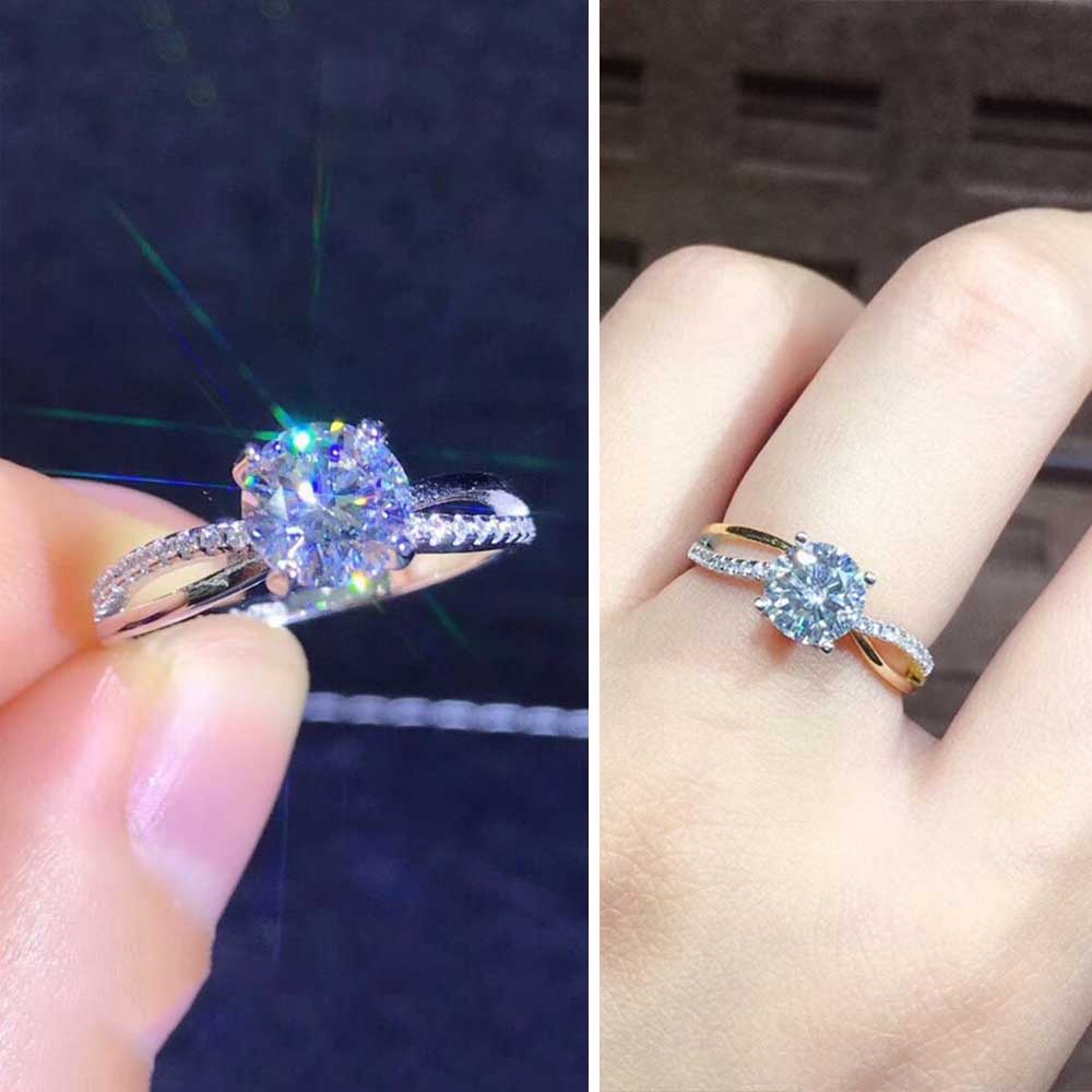 Nhẫn Mạ Vàng/Bạc S925 Đính Đá Zircon Đơn Giản Thời Trang Cho Nữ