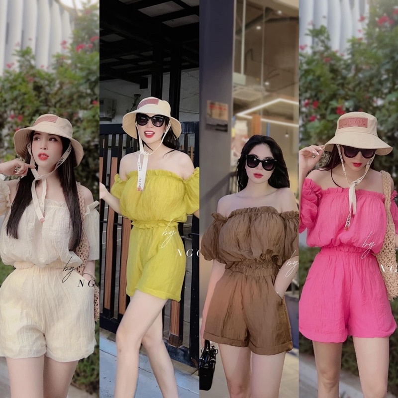 Set tơ trễ vai quần sooc