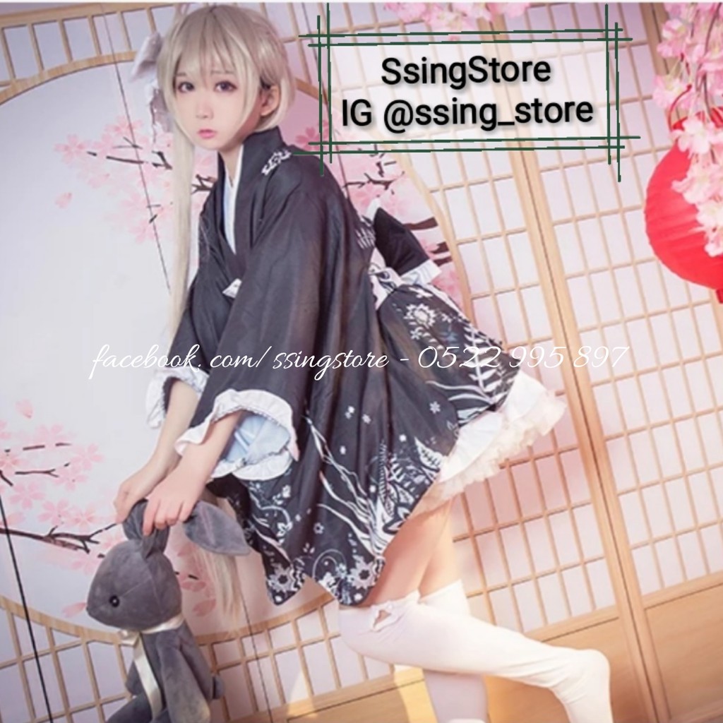 Set váy Kimono ngắn đen dễ thương gợi cảm Cosplay anime ( Hàng order ) | BigBuy360 - bigbuy360.vn