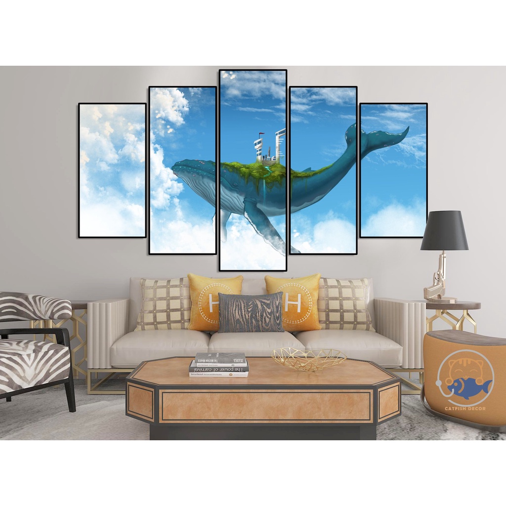 Tranh dán tường Phong Cảnh - Cá Voi - Whale - Fantasy Art - Digital Art -  bộ 3 | Shopee Việt Nam