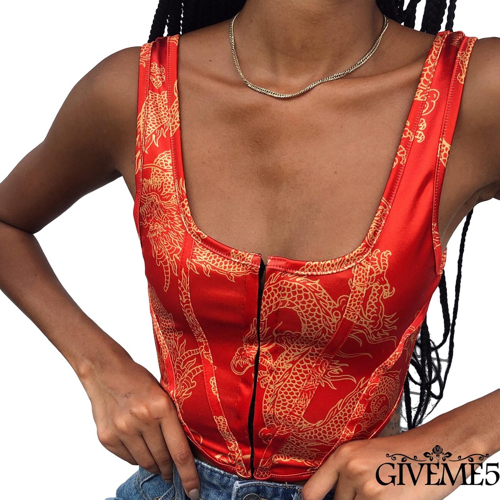 Áo Lửng Hai Dây In Họa Tiết Con Vật Xinh Xắn Dành Cho Nữ