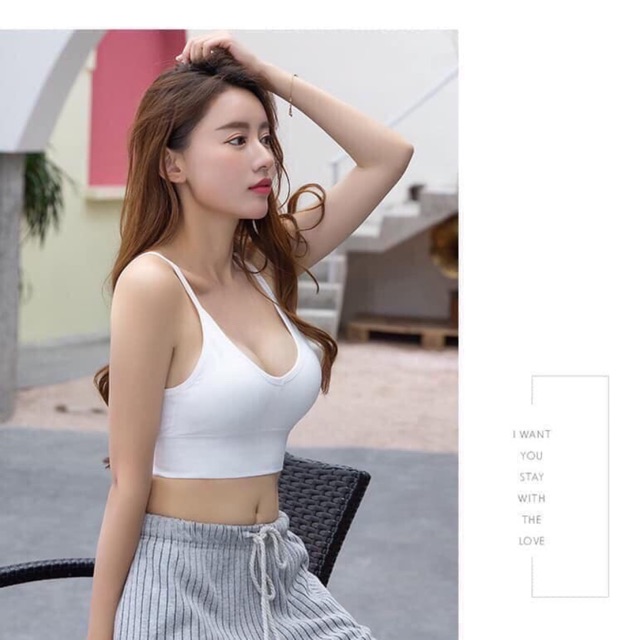 Áo bra gân cổ tim