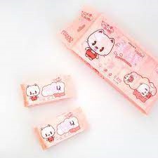 Khăn giấy ướt mini không mùi 1 bịch 8 gói, nhiều hình dễ thương bỏ túi tiện lợi
