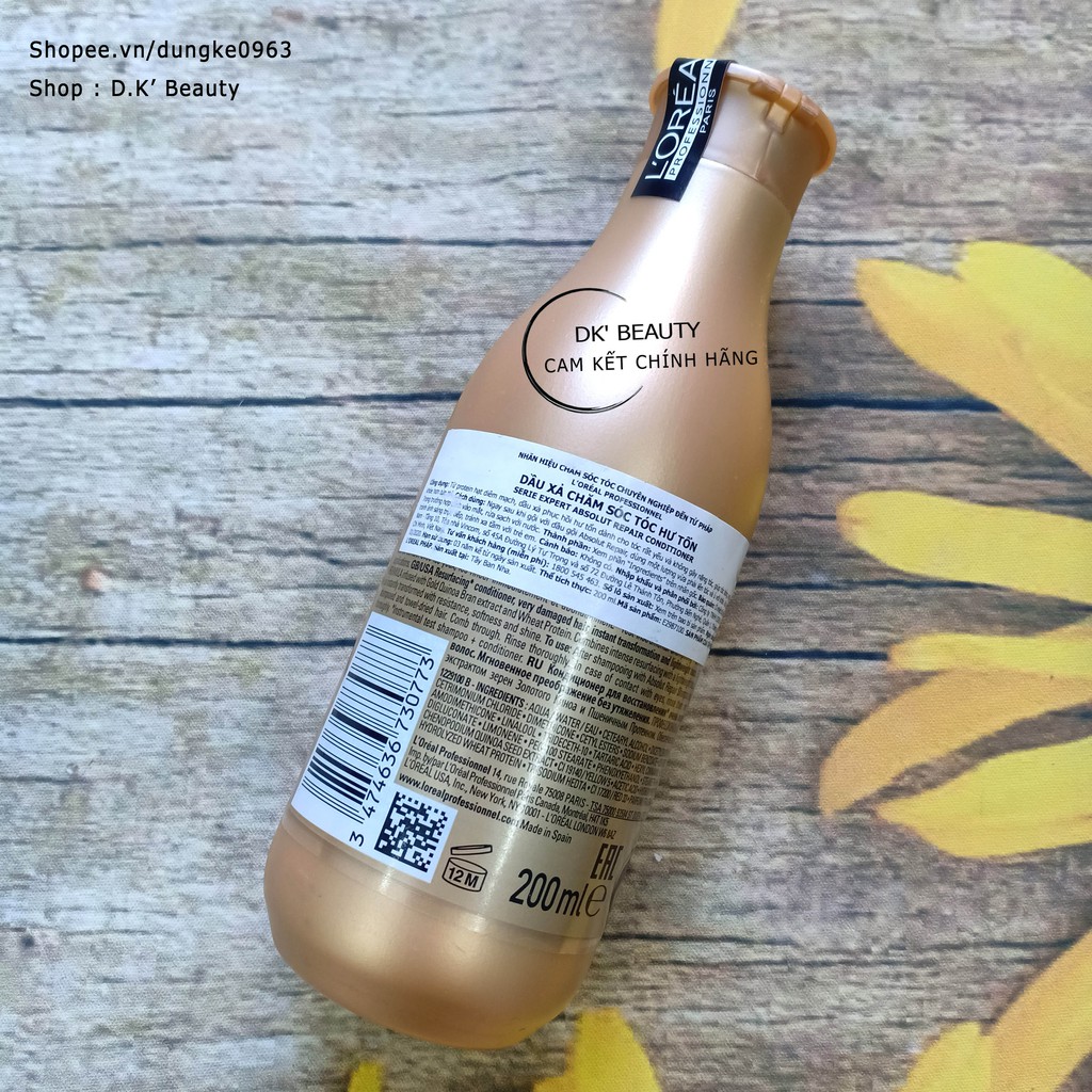 Dầu Xả Phục Hồi Hư Tổn Toàn Diện Serie Expert Absolut Repair Gold 200ml - Loreal Professionnel