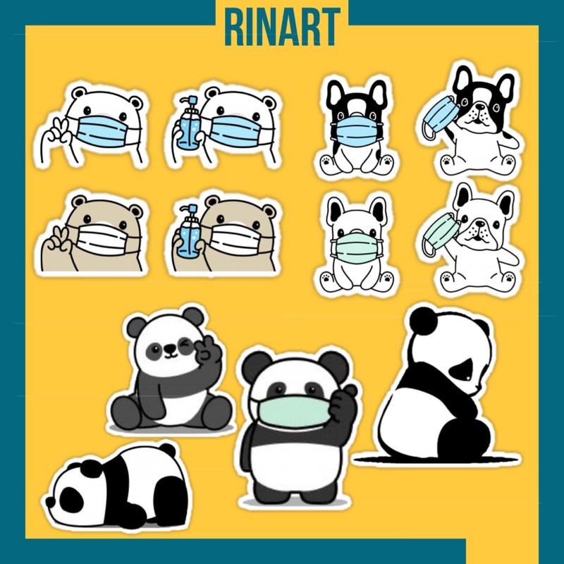 STICKER PANDA CÁ TÍNH DÁN TRANG TRÍ ĐIỆN THOẠI LAPTOP VALI MŨ BẢO HIỂM XE MÁY TỦ KỆ,...