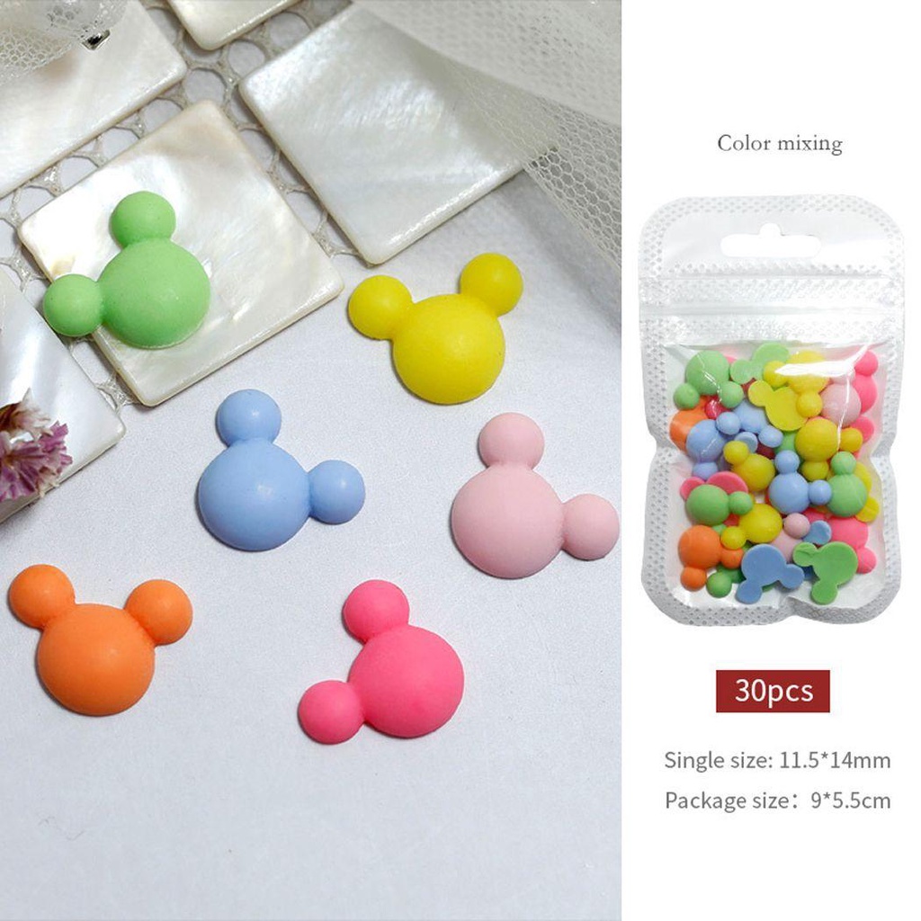 OCEANMAP Phụ Kiện Trang Trí Móng Tay Nghệ Thuật Hình Chuột Mickey Bằng Resin Màu Macaron Dễ Thương
