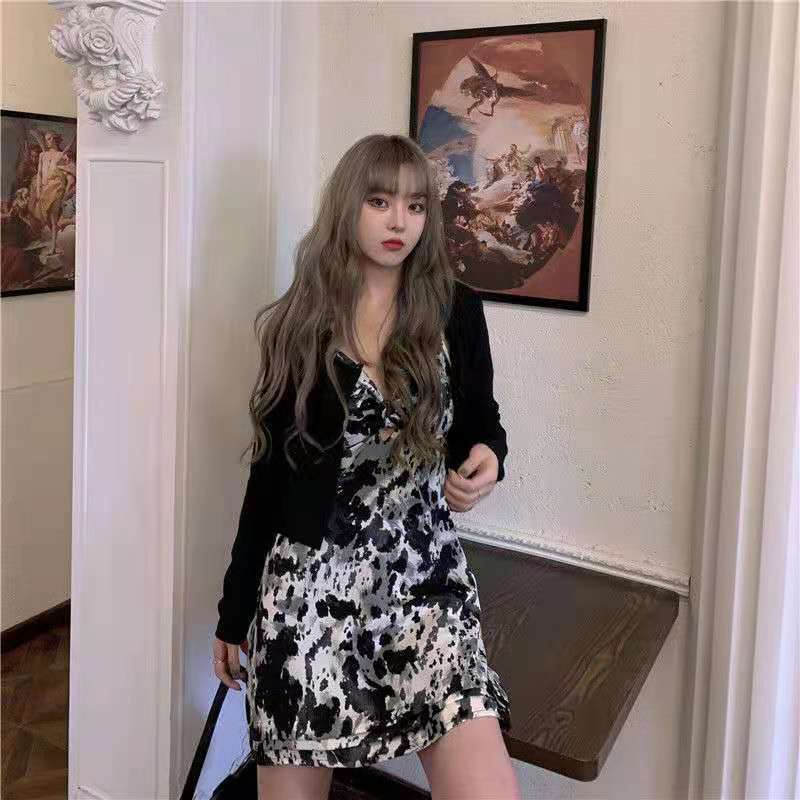 Set Áo Váy Hai Dây Họa Tiết Tie-Dye Thời Trang Cho Nữ