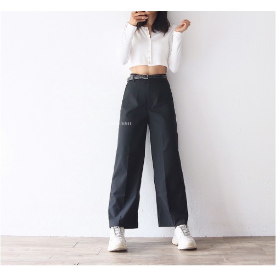 QUẦN DÀI NỮ ỐNG SUÔNG QUẦN ỐNG RỘNG CULOTTES VẢI TUYẾT MƯA CÔNG SỞ KHÓA GIỮA | BigBuy360 - bigbuy360.vn