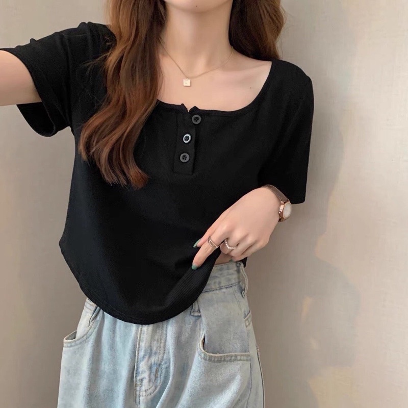 Áo Thun Croptop Đuôi Tôm 38-75kg, Áo Thun Ngắn Tay Bigsize Co Dãn
