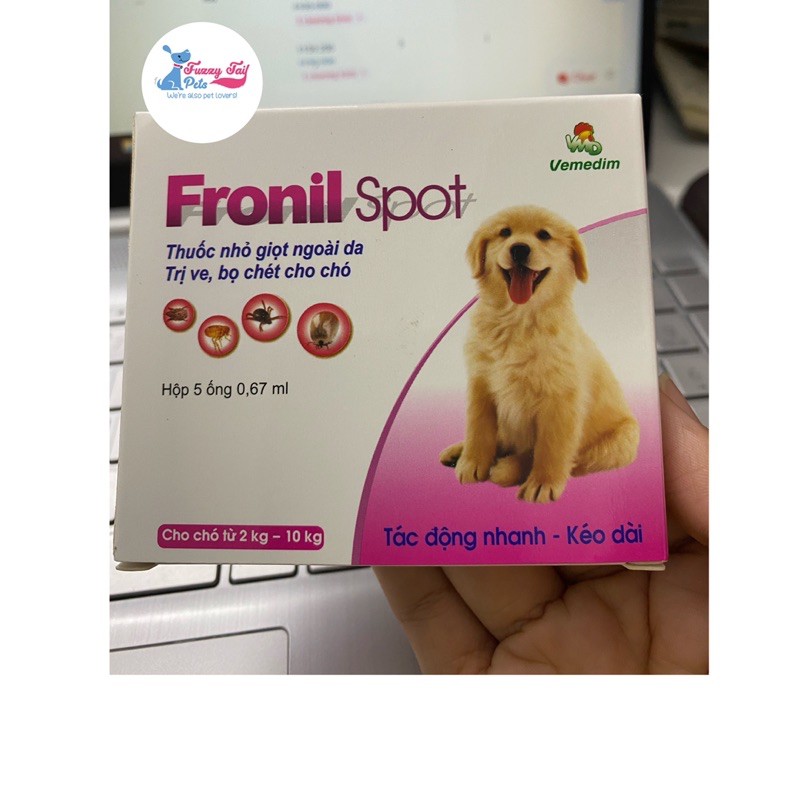 [CHÍNH HÃNG] Ông/ Hộp thuốc nhỏ gáy phòng & trị ve, rận, bọ chét cho chó Fronil Spot - Nguyên hộp 5 ống hoặc lẻ 1 ống