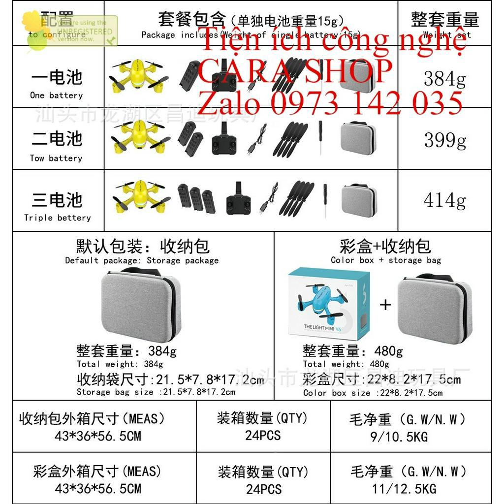 Máy bay Flycam UAV V6 máy bay mini Chụp ảnh trên không camera kép độ nét cao 4K, Đèn đầy màu sắc, định vị luồng ánh sáng