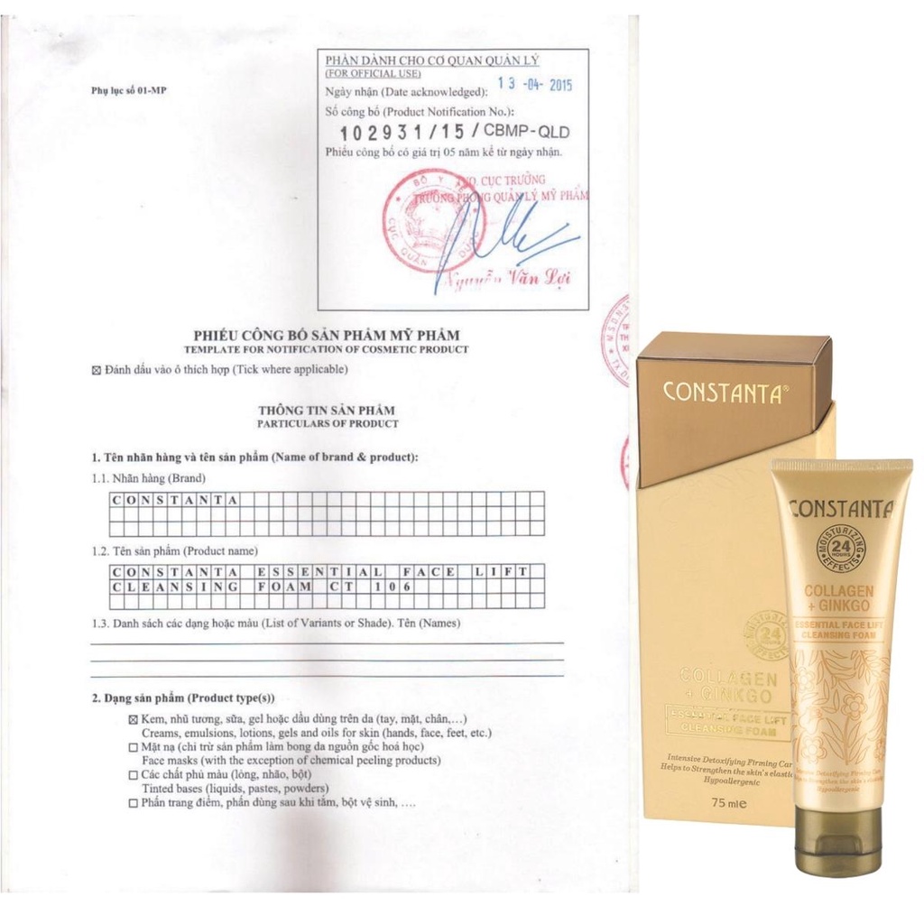 Sữa rửa mặt Constanta bổ sung collagen cấp ẩm và hỗ trợ thải độc cho da 75ml chính hãng thái lan