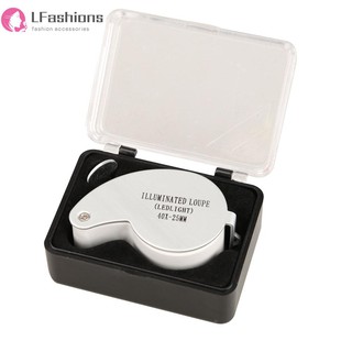 Lfashion❤ 40x 6-shaped 25mm Lens Jewelry Magnifier Illuminated Loupe with Two LED
