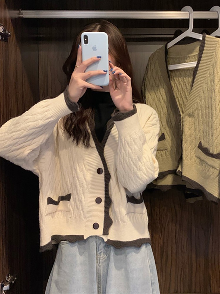Áo cardigan len nữ kiểu dài tay dài màu trắng, đen chất đẹp hàng quảng châu thời trang thu đông kiểu 2022