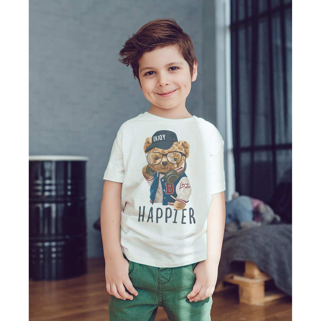 Áo Thun Bé Trai - Áo thun AZ Share một số mẫu file in hình gấu Teddy Boy đẹp Unisex Cao Cấp SKT20-02095