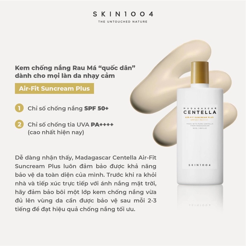 Kem Chống Nắng Rau Má Skin1004 Madagascar Centella Air-fit Suncream SPF50+ PA++++ 50ml