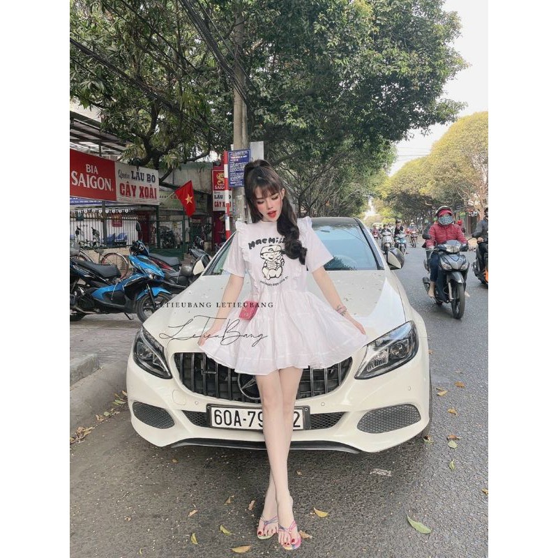 Đầm baby doll in hình baby ulzzang