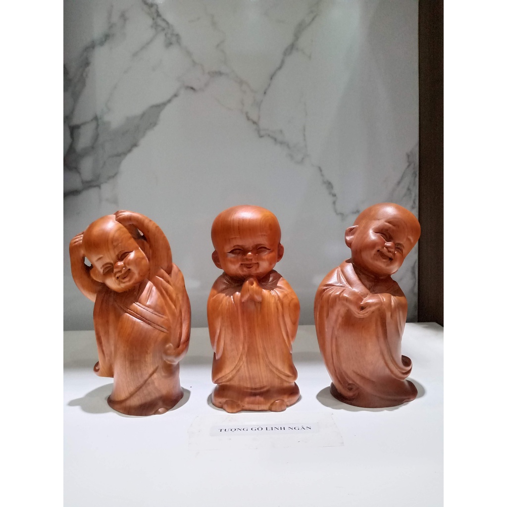 Bộ tượng tam không tam tiểu gỗ hương cao 15