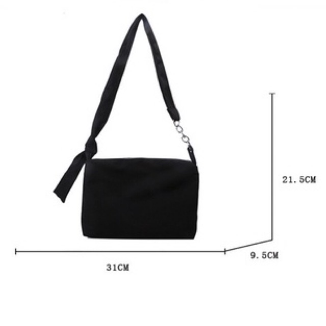 Túi đeo chéo vải kaki thắt dây phối xích lạ (hình thật)