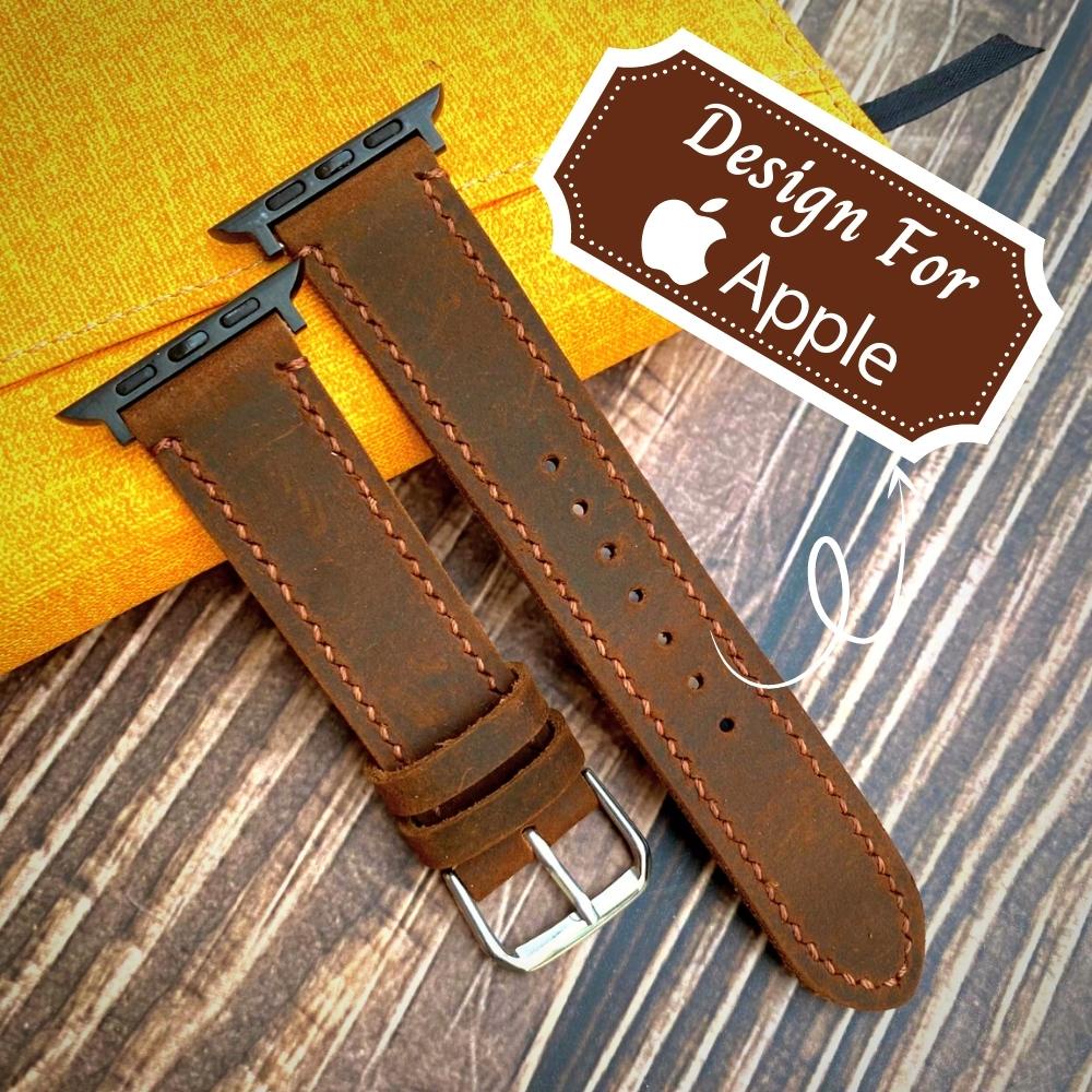 Dây Apple Watch Vnstrap dây đeo đồng hồ Apple Watch series 3 4 5 6 7 se da bò sáp 38mm 40mm 42mm 44mm iwatch M5