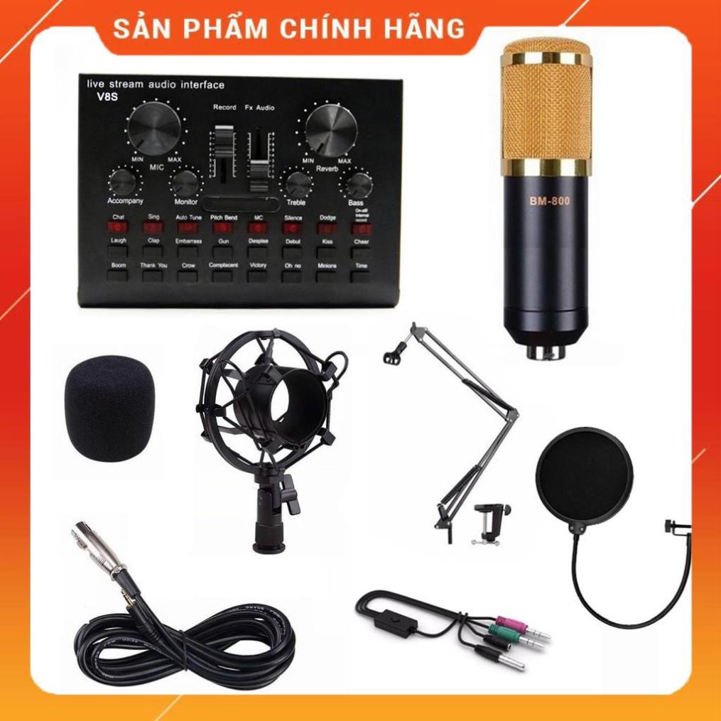 Xả Kho- COMBO LIVETREAM THU ÂM MICRO BM800 SOUND CARD V8S ,CHÂN KẸP BÀN, MÀNG LỌC ÂM,DÂY LIVETREAM