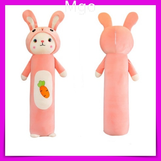 Gối ôm nhồi bông hình con thỏ cực đáng yêu, gấu bông teddy hình con thỏ dài mặc áo cà rốt