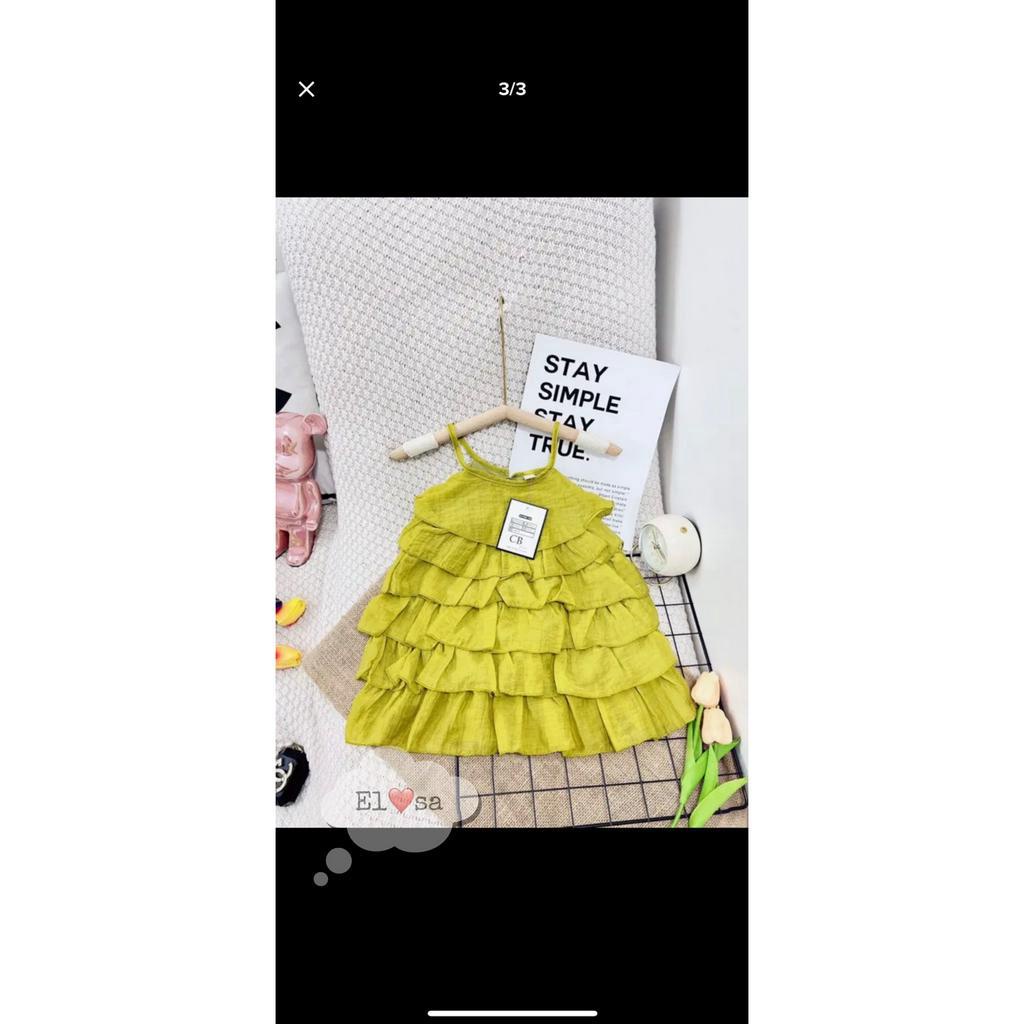 VÁY BÉ GÁI-- VÁY MAXI  6 TẦNG CỐM- HỒNG 8-30KG annakids