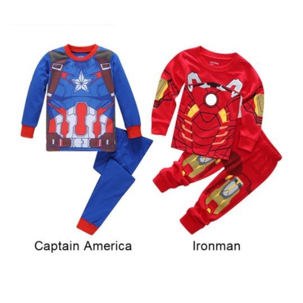 Bộ Đồ Ngủ 2 Món Hóa Trang Iron Man Captain America Cho Bé Trai