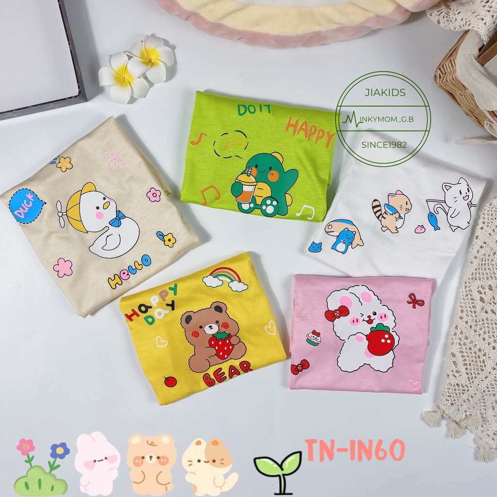 Bộ Cộc Tay THUN LẠNH MINKYMOM In Hình Động Vật Dễ Thương Cho Bé TN-IN60