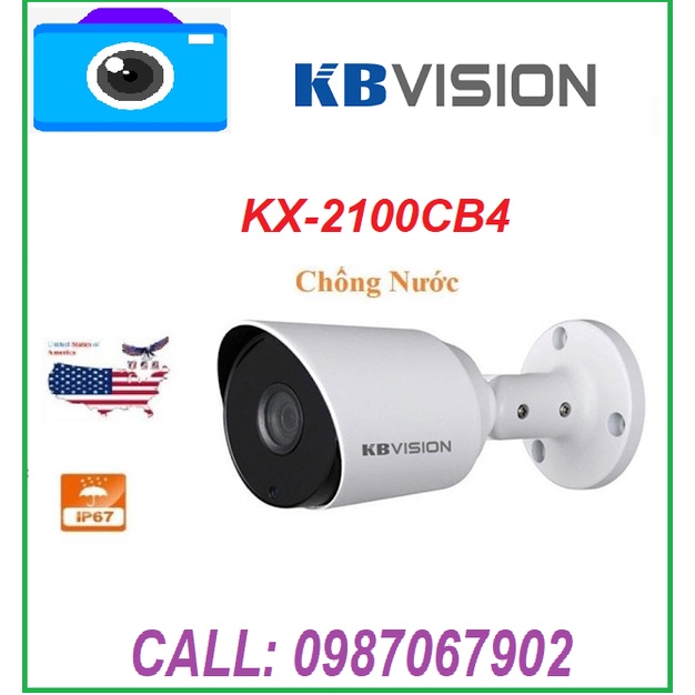 Camera Thân Kbvision KX - 2100CB4 2.0M nhưạ -Camera 4 in 1(CVI/TVI/AHD) - Chính hãng KB VISION BH24TH