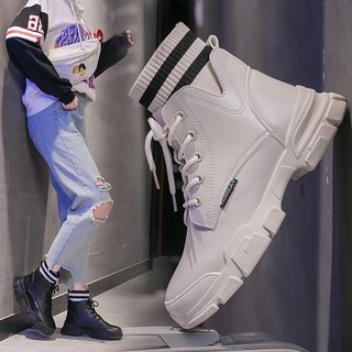 Giày boot nữ cao cổ bốt lên kẻ sọc kiểu dáng thời trang hàn quốc siêu hot
