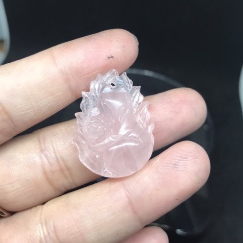 Mặt dây Hồ ly Hồng Rose Quartz