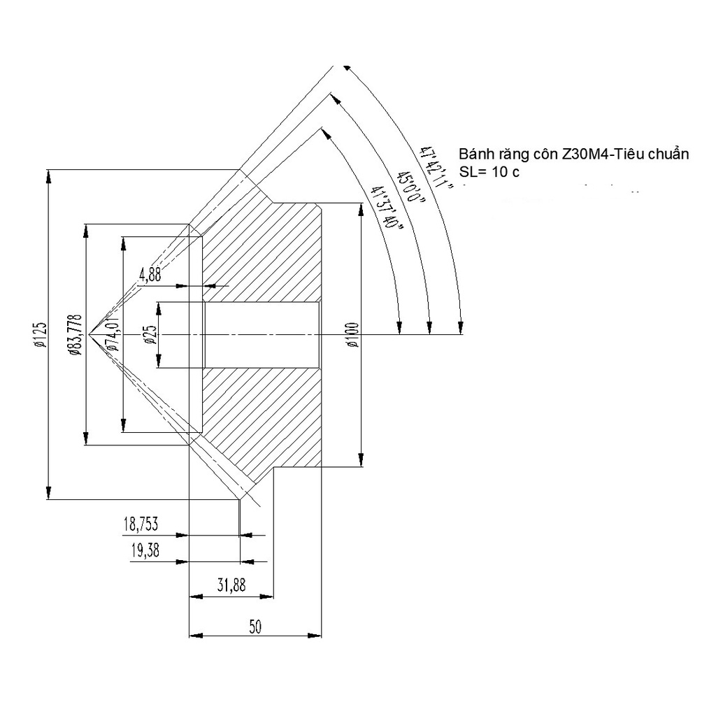BỘ BÁNH RĂNG CÔN THẲNG Z30M4