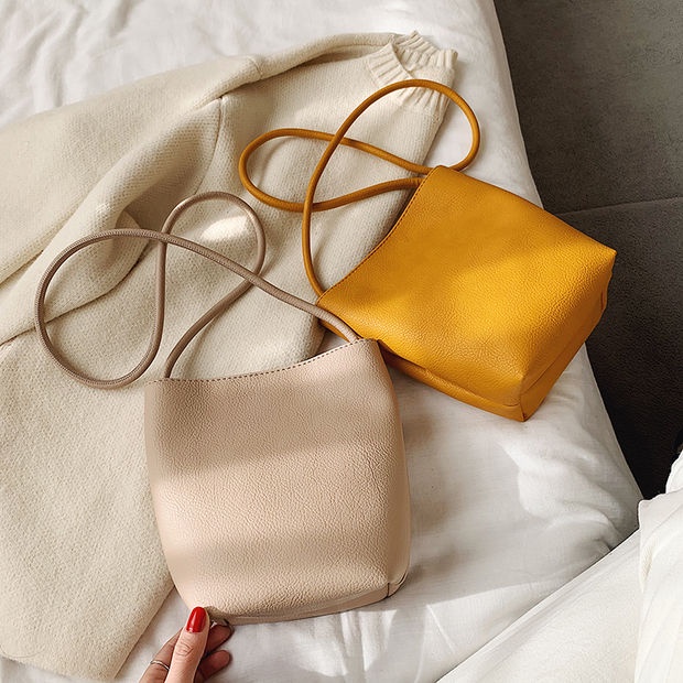 Mini Leather small bag women's summer Korean style all-match shoulder bag fashion crossbody bucket bag