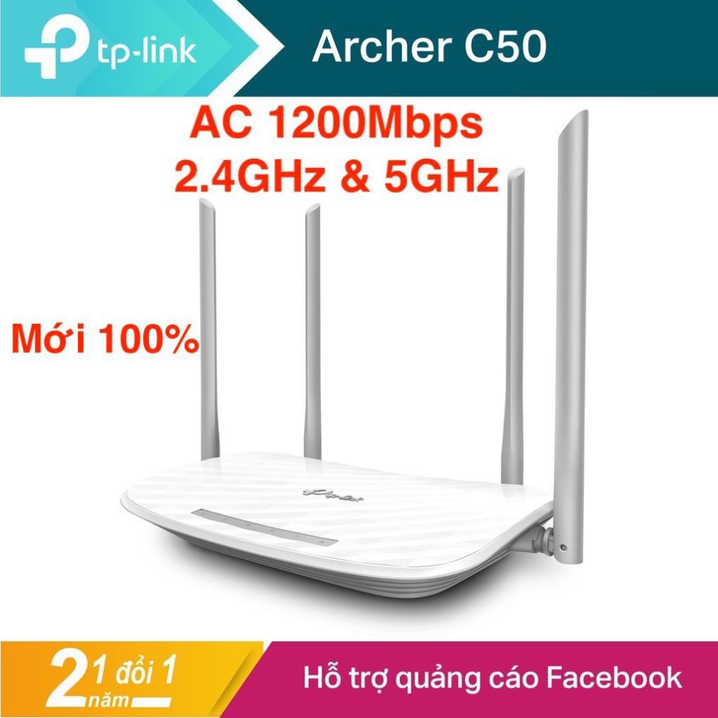 TP-Link AC 1200Mbps Bộ phát wifi không dây (Thiết bị mạng) - Archer C50 - Hàng Chính Hãng