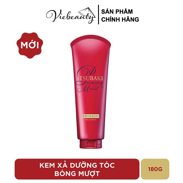 Kem Xả Cấp Ẩm Dưỡng Tóc Bóng Mượt Premium Moist Tsubaki Đỏ 180g - Khongcoson