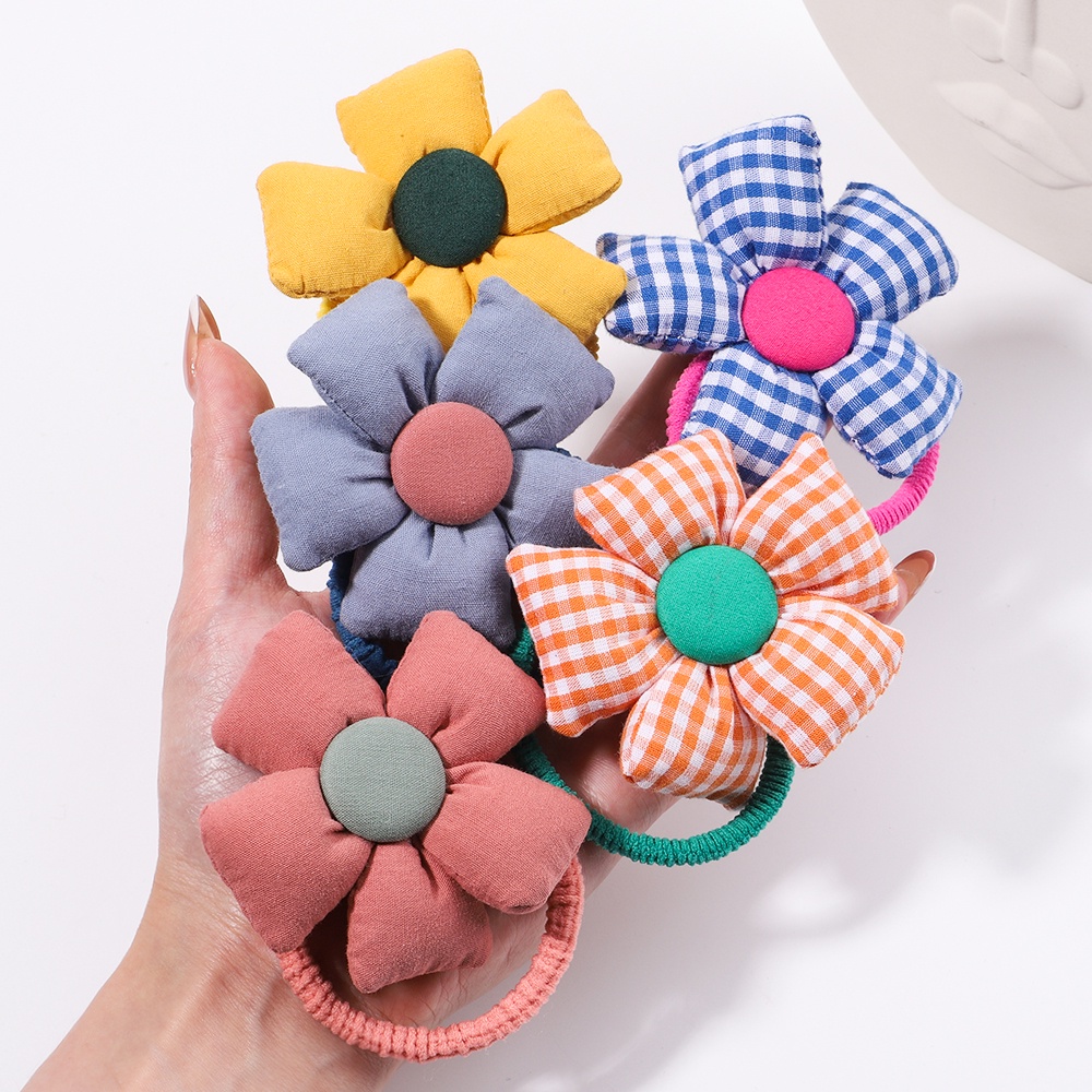 Dây buộc tóc RAINBOW BOWS co giãn đính hoa nhiều màu sắc dễ thương cho bé gái