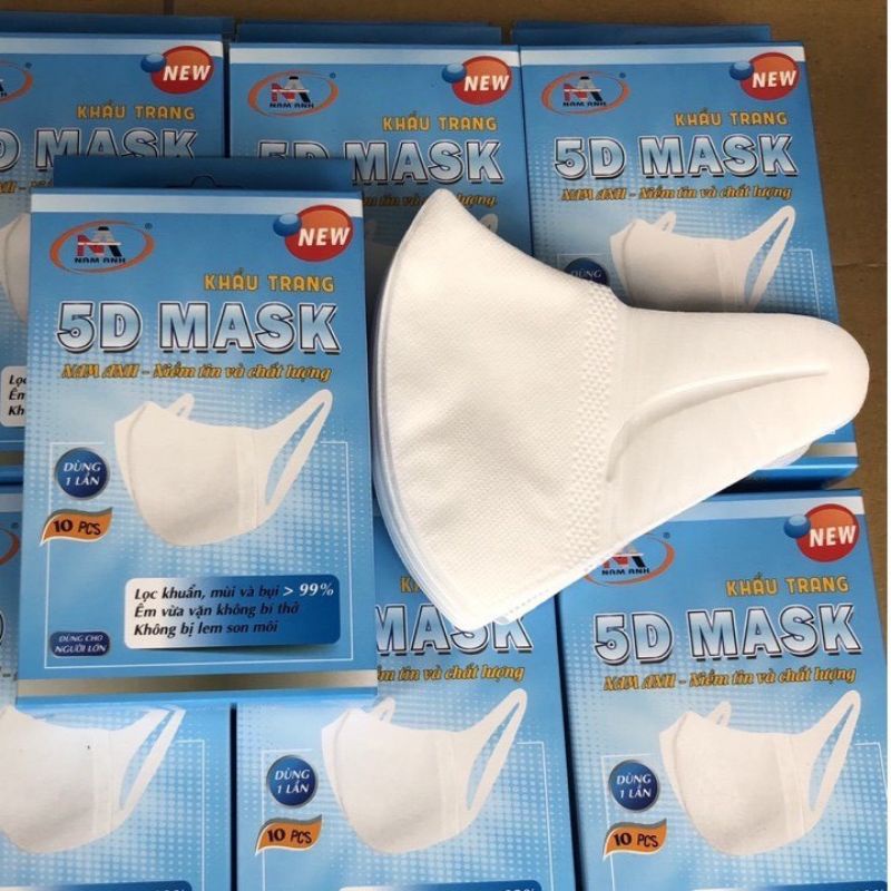 Khẩu trang Y tế 4 lớp 5D mask cao cấp giấy kháng khuẩn FMAPRO hộp 10 cái quai vải