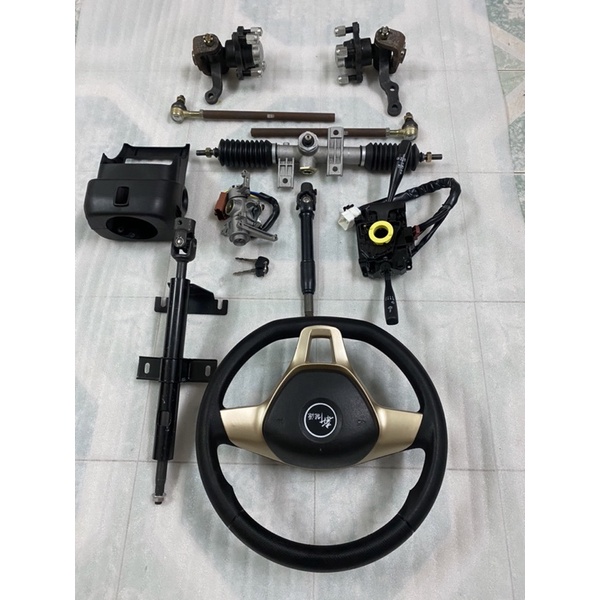 Bộ lái vô lăng xe 4 bánh đầy đủ,mai ơ tim ốc đo vuông 7cm,chéo 10cm,dùng chế xe 4 bánh lái vô lăng