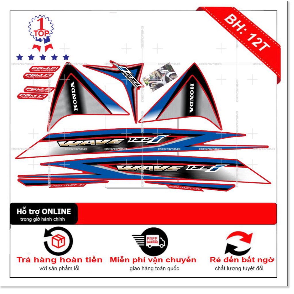 ( Quí khách vui lòng mang ra tiệm cho thợ dán ) wave 125i dán xe đỏ