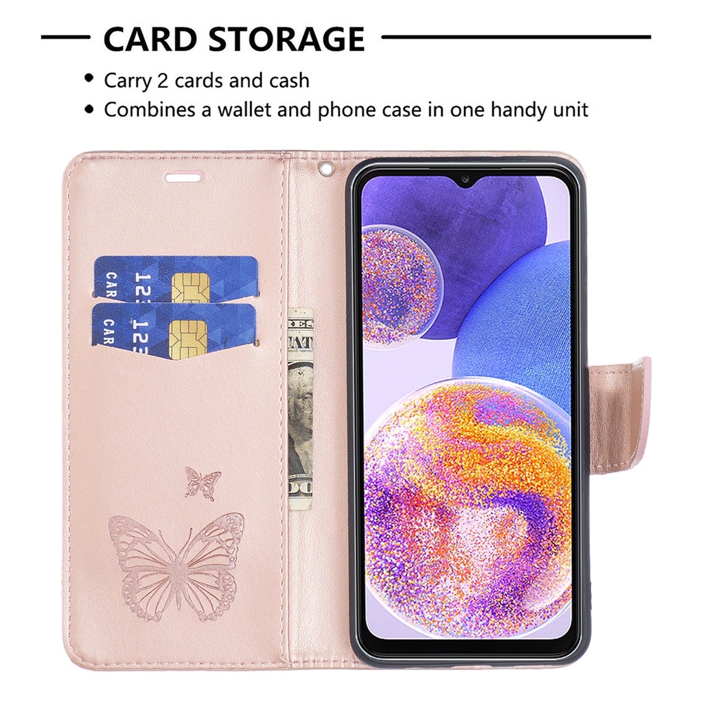Bao Da Điện Thoại Kiểu Ví Gập Có Giá Đỡ In Hình Bướm Cho samsung galaxy a23 / m23 / m13 4g a54 a34 a24 a14 a04 a25 m14 Ốp