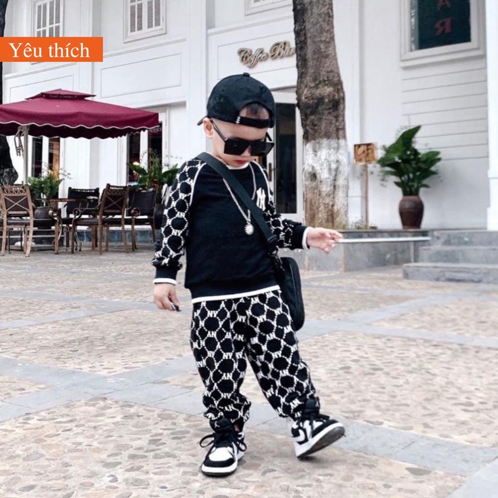 Đồ bộ bé trai , set bộ nỉ cho bé hoạ tiết MLB cho bé trai bé gái đi học đi chơi size 90-150