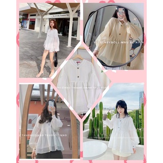 Áo babydoll siêu xinh ,tay bồng cho nữ (kèm cúc thật)
