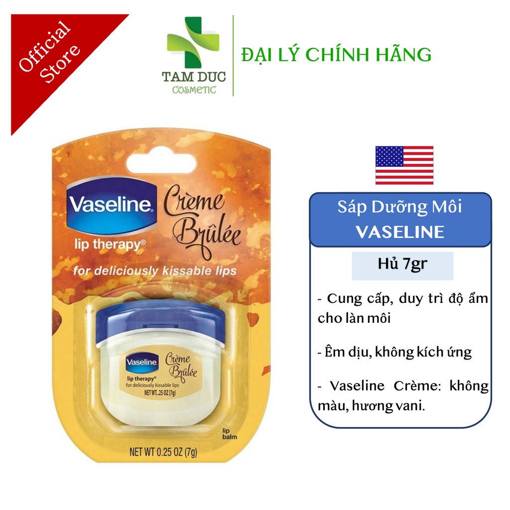 ✅[Chính Hãng] Sáp Dưỡng Môi Vaseline Lip Therapy 7g Làm Mềm Dưỡng Ẩm Môi Căng Mọng Vaselin