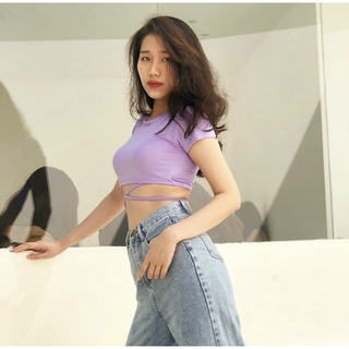 Áo Thun Croptop Nữ Đan Dây Eo Sexy