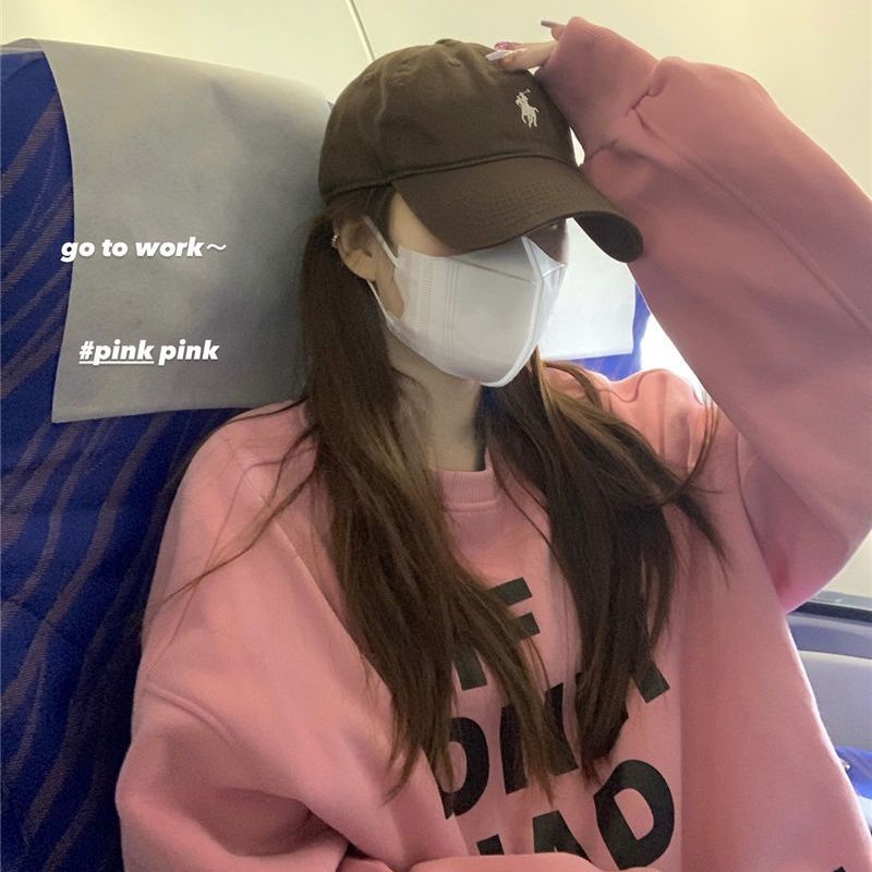 Áo Thun Nỉ Dài Tay Dáng Rộng In Chữ Phong Cách Hàn Quốc Thời Trang Mùa Đông Mới Cho Nữ