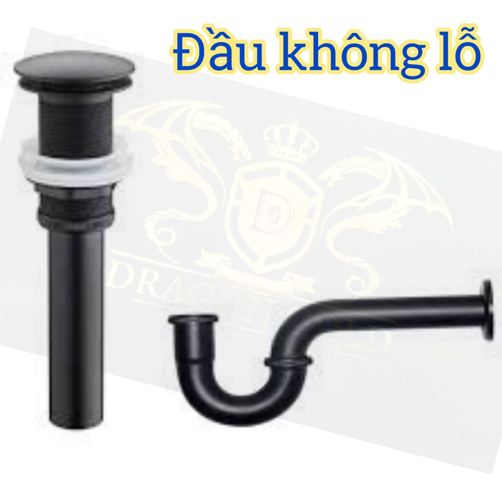 Xi phông chậu rửa mặt,  bộ xả lavabo Dragon Gold cho chậu để bàn đá màu đen